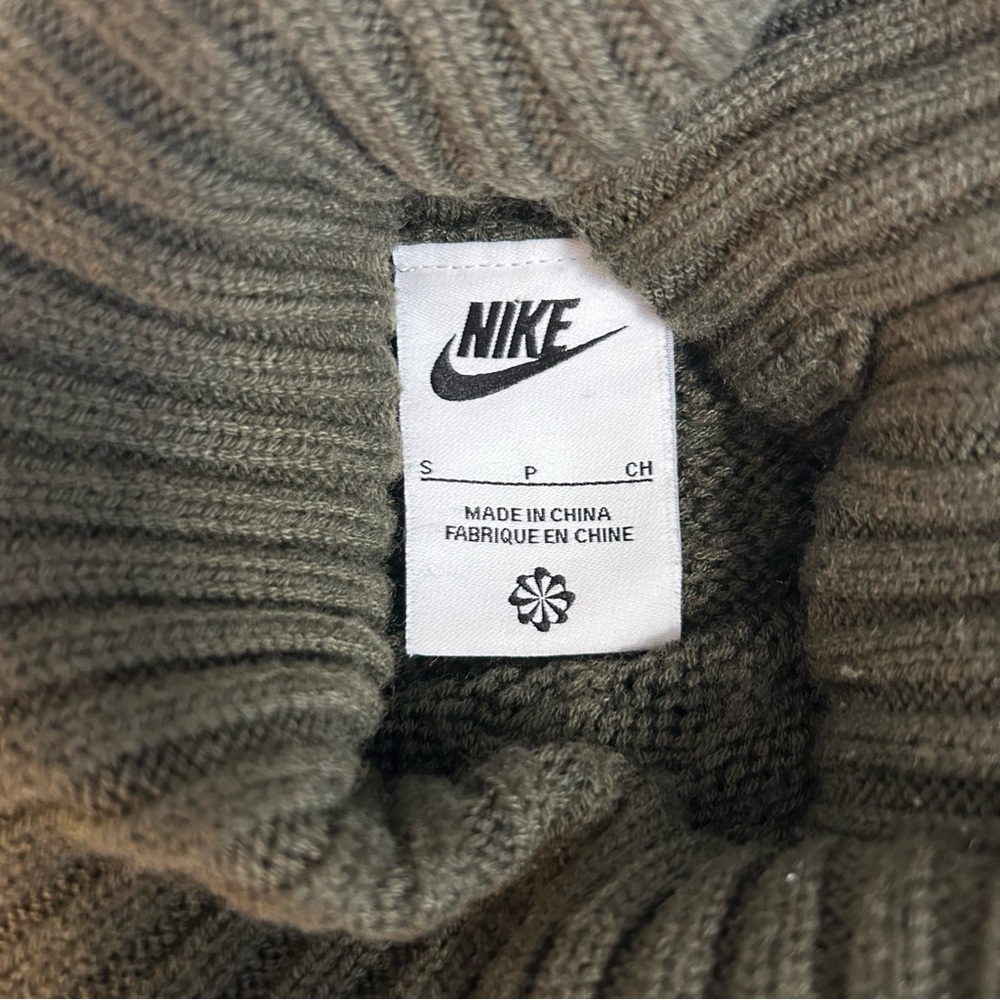 Nike Men's Swoosh Cable Knit Turtleneck Sweater Army Green sz S Athleisure - Picture 6 of 10